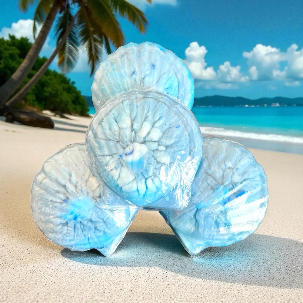 Hand Crafted “Ocean Breeze” Scented Seashell Shaped Aloe Soap Bar